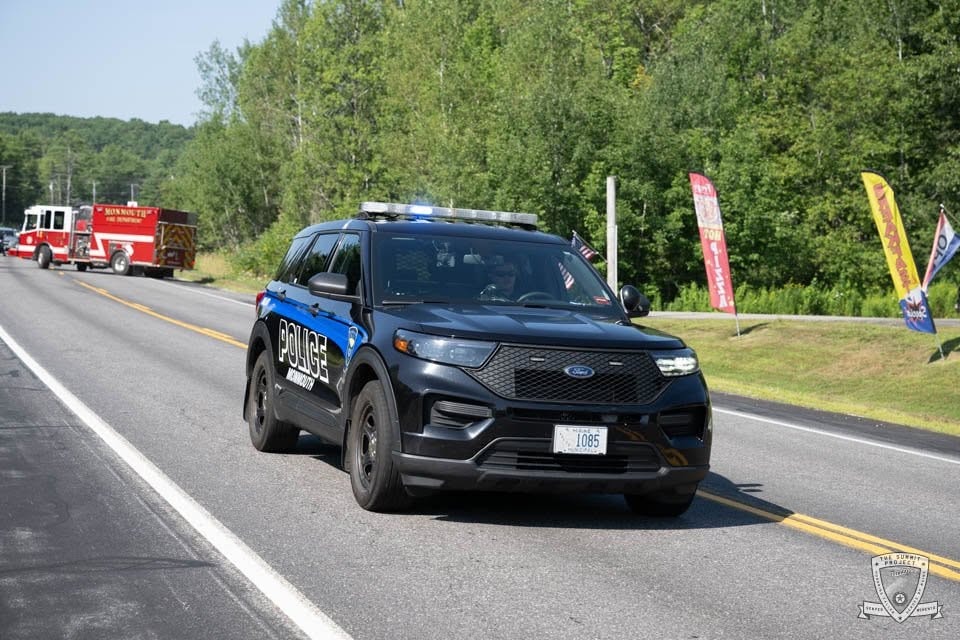 Monmouth Police Department escort vehicle leading the 2026 ride.